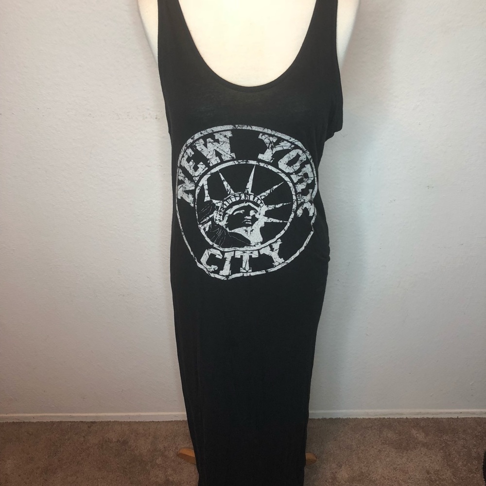 New York sleeveless black summer dress maxi